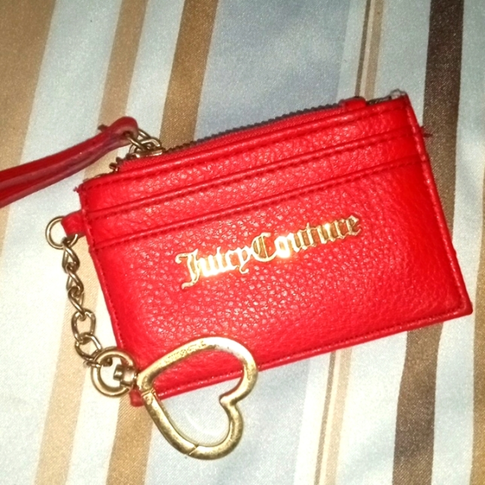 NEW Juicy Couture “Lipstick Red” Card Wallet W/ HEART Key Ring.